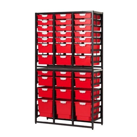Storsystem Commercial Grade High Capacity Storage Wall Units with 54 Red High Impact Polystyrene Bins/Trays CE2091DG-21S12D3QPR
